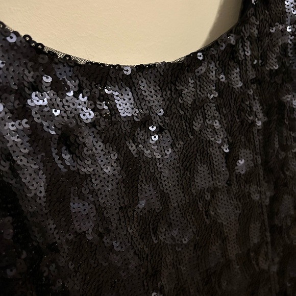 Kay Unger Navy Blue Sequin Formal Gown | Cap Sleeve | Scoop Neck | Sz 16 | A06 - Picture 5 of 12